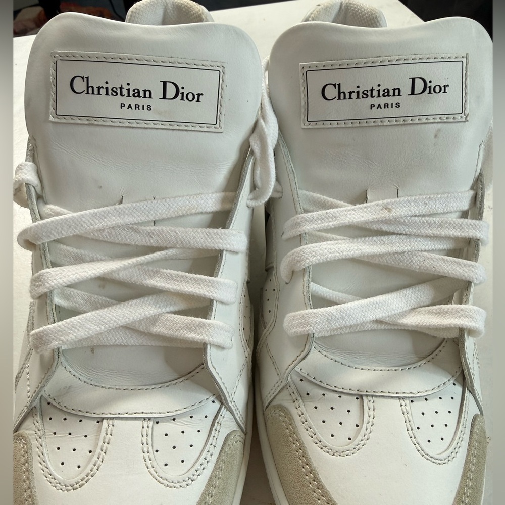 Christian Dior Star Walk Sneakers White Leather Suede Star CD Logo - Picture 4 of 12